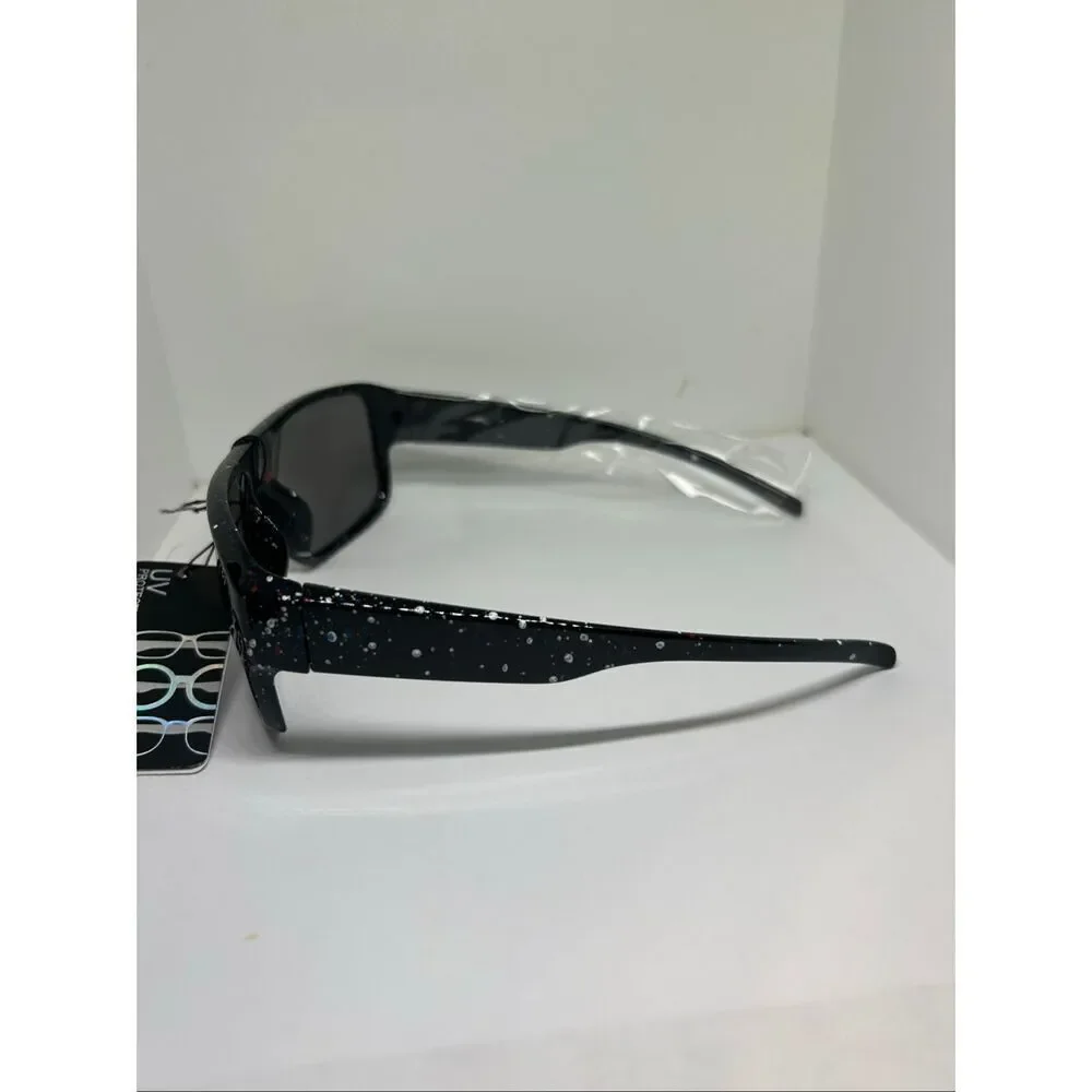Men’s Black Speckled Patriotic Sunglasses Mirrored Lens UV Protection